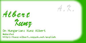 albert kunz business card